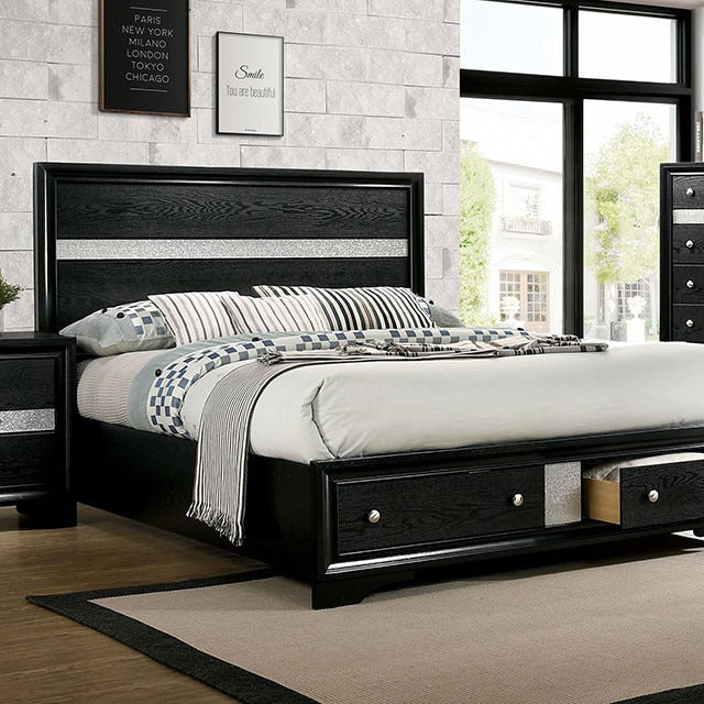 Chrissy 5 Pc Queen Bedroom Set, Black