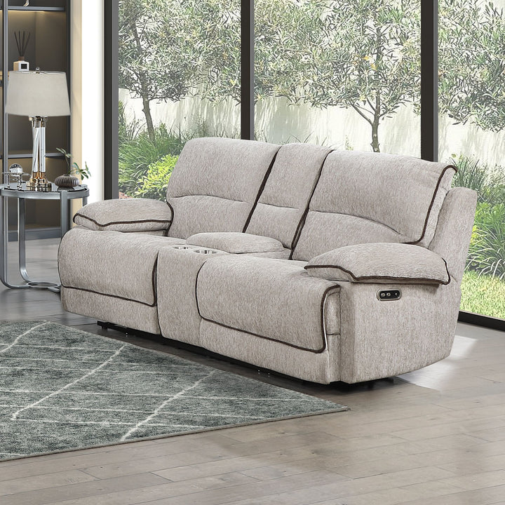 Camden Dual Reclining Console Loveseat W/pwr Hr &amp; Fr-Brown