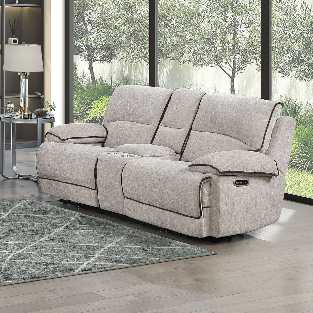 Camden Dual Reclining Console Loveseat W/pwr Hr & Fr-Brown