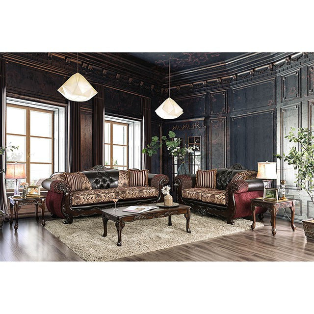 Quirino Sofa, Burgundy/Dark Brown - view 2