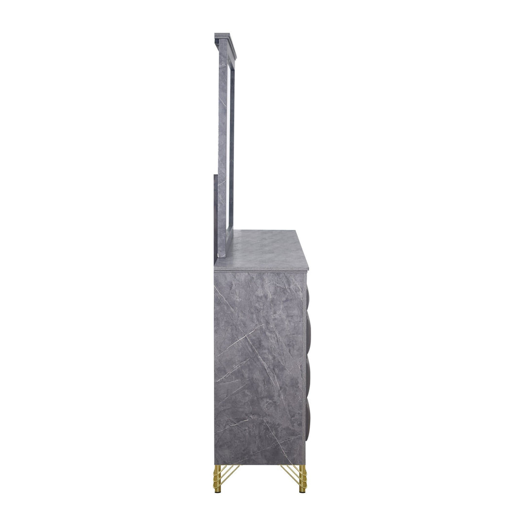Symmetry Lighted Mirror-Charcoal