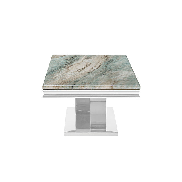 Valdevers Dining Table, Green/Chrome