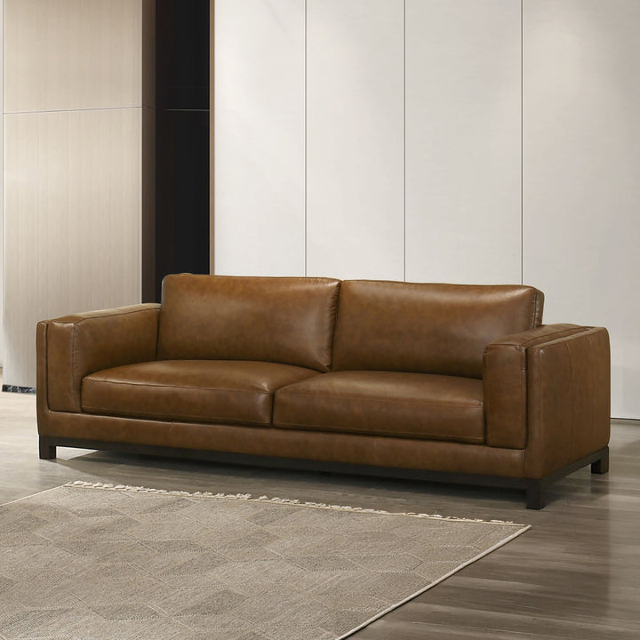Sayer Leather Sofa-Brown