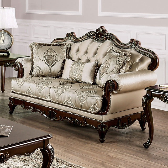 Veracruz Loveseat, Dark Cherry/Beige