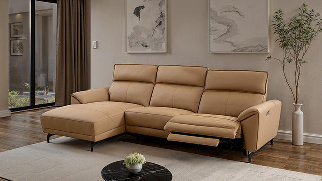 Theola Power Sectional, Left Chaise, Light Brown - view 2
