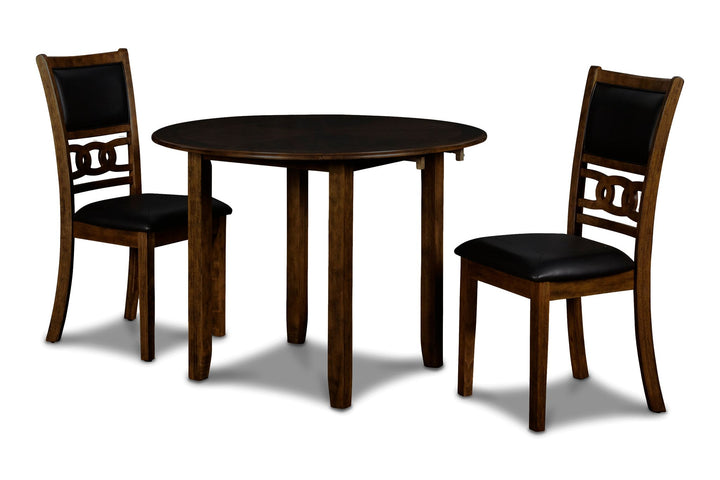 Gia 3 Pc 42" Drop Leaf Dining Table &amp; 2 Chairs-Brown