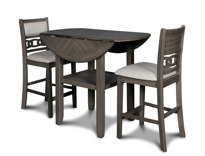 Gia 3 Pc 42" Counter Drop Leaf Table &amp; 2 Chairs-Gray