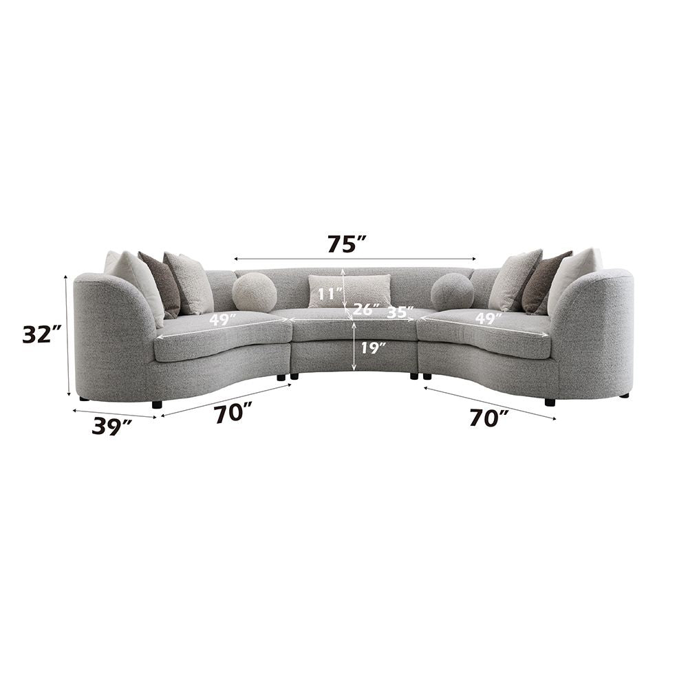 Ivria Sectional Sofa W/9 Pillows – dimensions diagram
