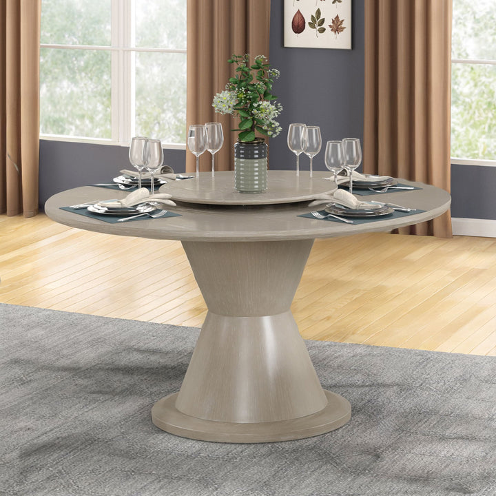 Gwendolyn Round Dining Table Top &amp; Lazy Susan-Cerused Taupe