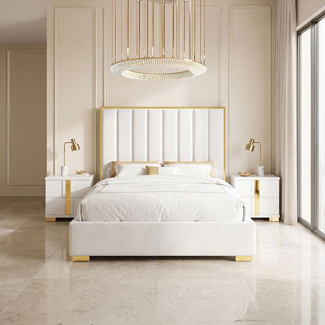 Nespoli Bed, Gold/White - view 5