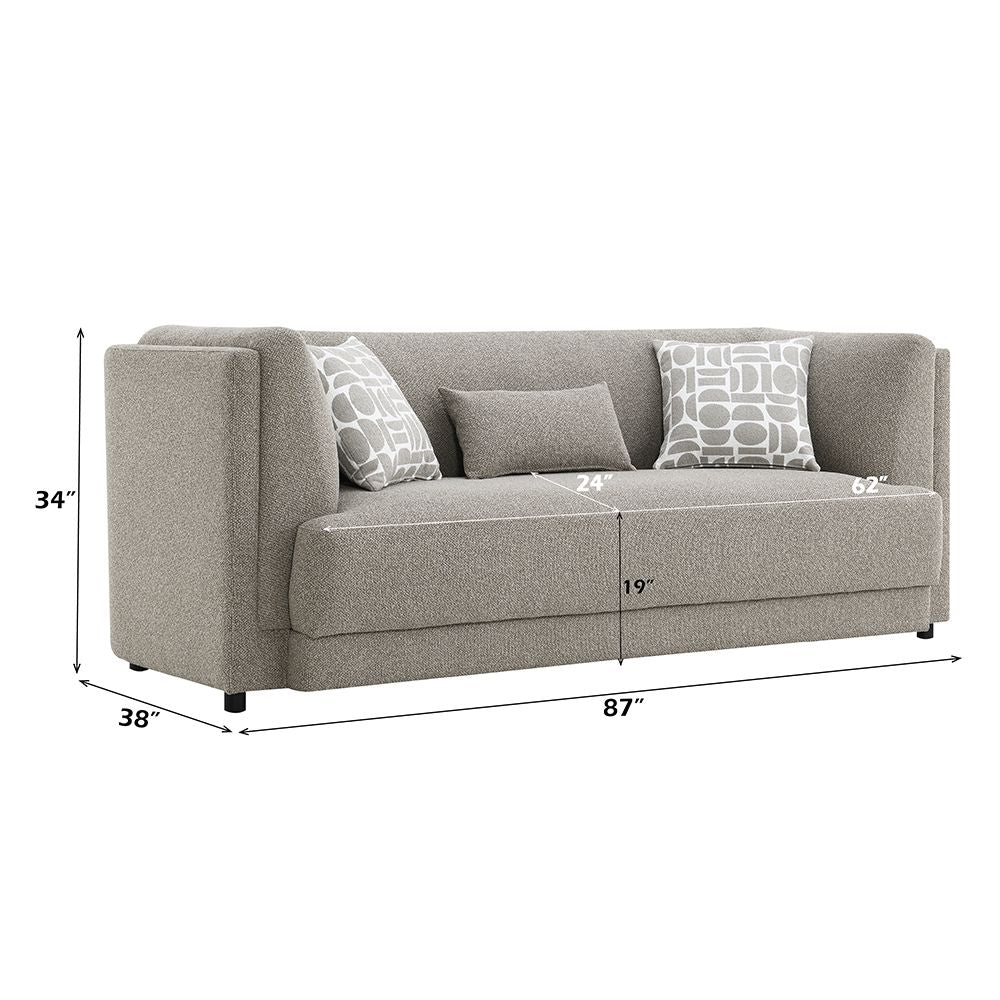 Glenda Sofa w/3 Pillows – dimensions diagram
