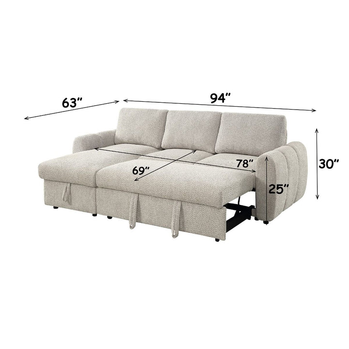 Nuriel Reversible Sectional Sofa w/Sleeper &amp; Storage – dimensions diagram
