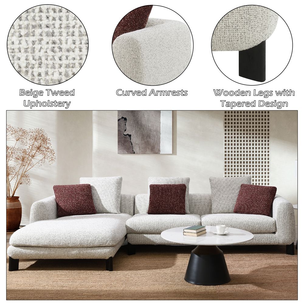 Mardi Sectional Sofa with 6 Pillows