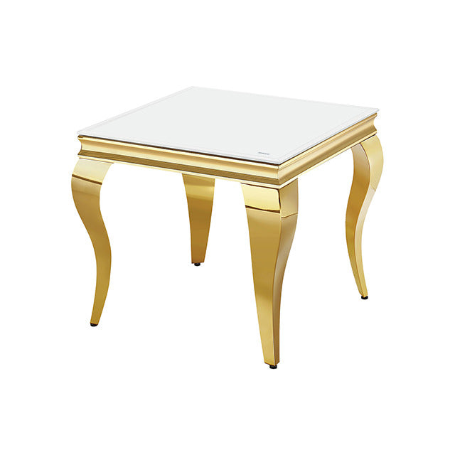 Wetzikon End Table, Gold/White
