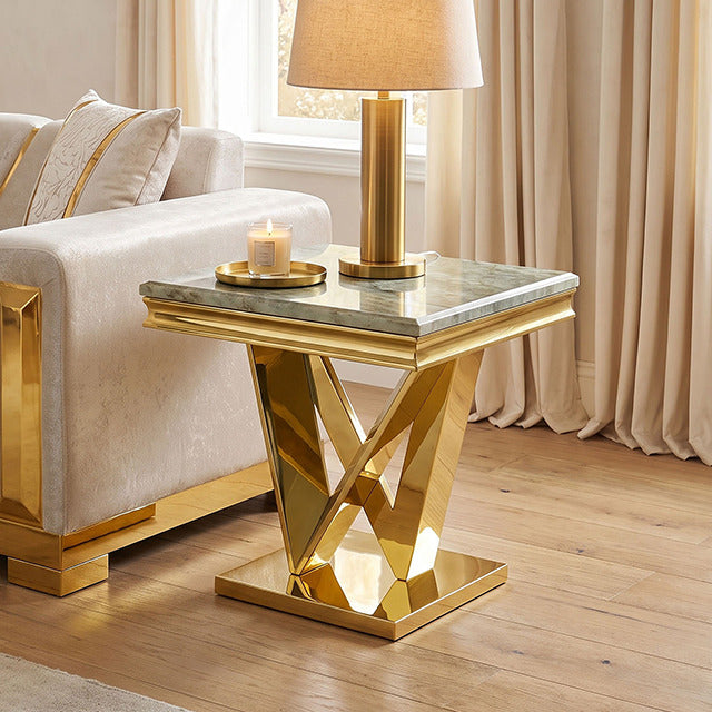 Villarsglane End Table, Gold/Green - view 4