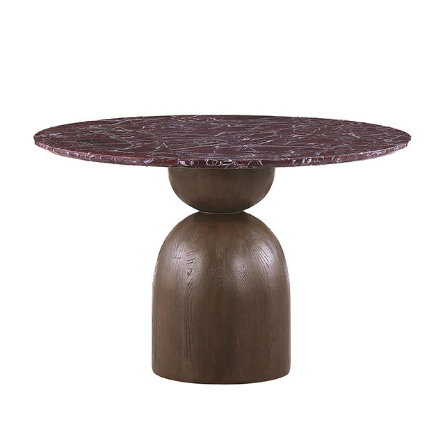 Cirava Round Dining Table, Red/Walnut