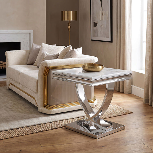 Wettingen End Table, White/Chrome - view 3