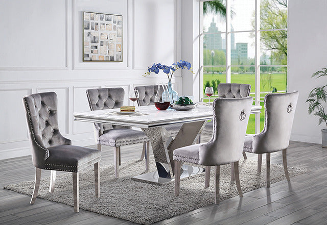 Valdevers 7 Pc Dining Table Set, Chrome - view 2