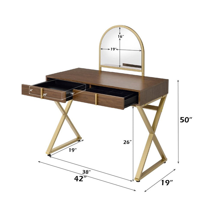 Coleen Vanity Desk W/Mirror &amp; Jewelry Tray – dimensions diagram