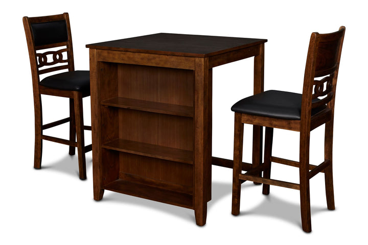 Gia 3 Pc 30" Storage Counter Table &amp; 2 Chairs-Brown