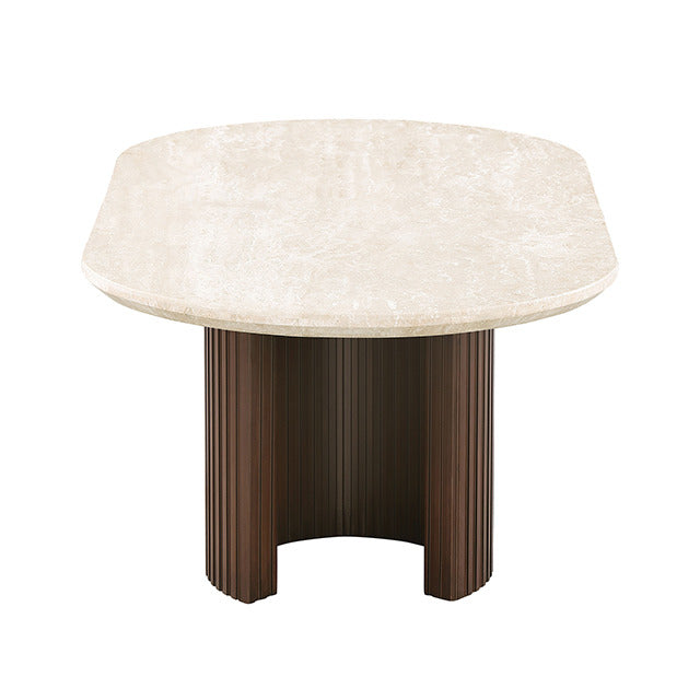 Alvik Coffee Oval Table, Light Beige/Walnut - view 5
