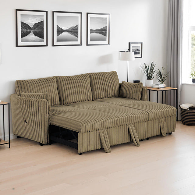Denholme Sectional W/ Pull Out, Brown