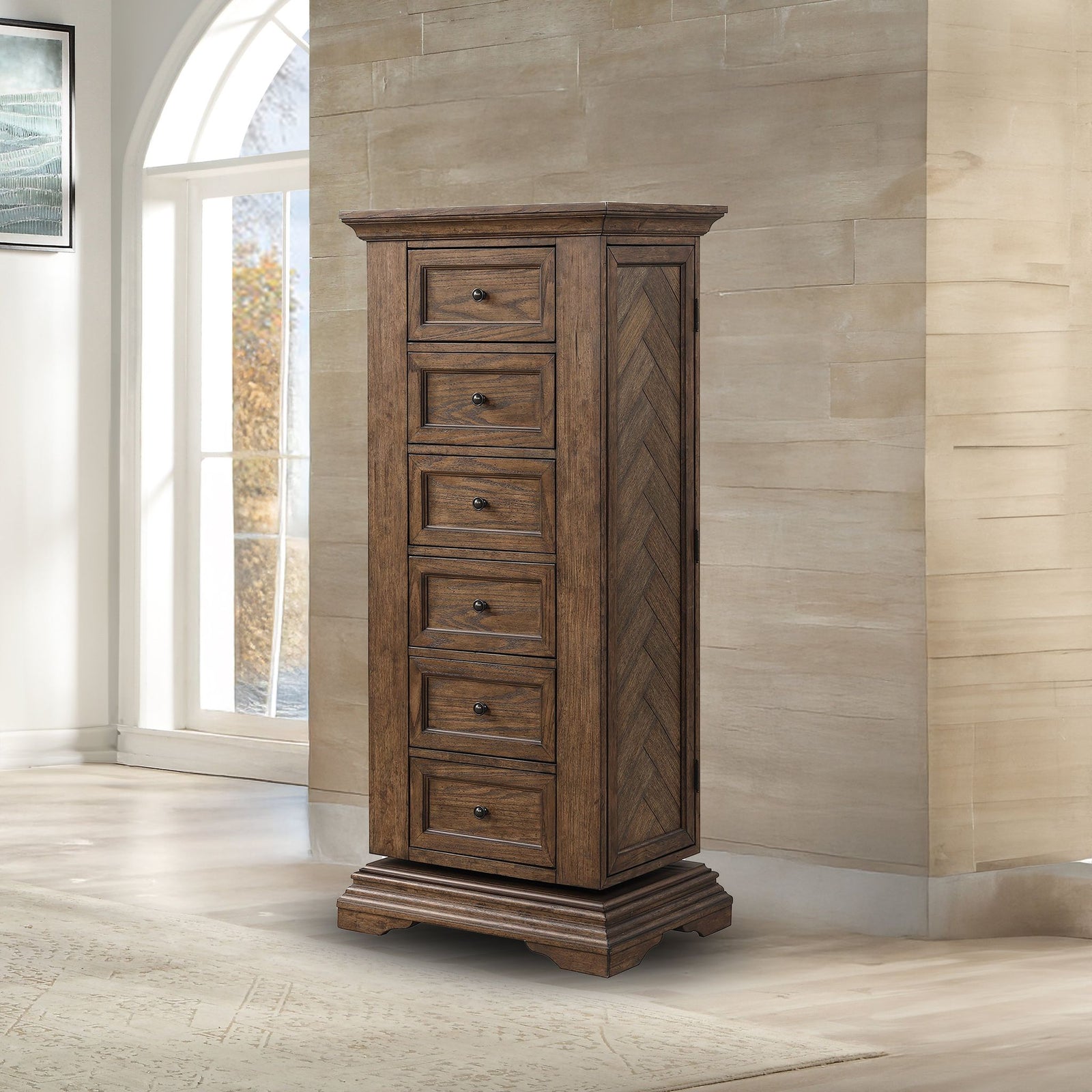 Mar Vista Swivel Lingerie Chest W/mirror-Walnut