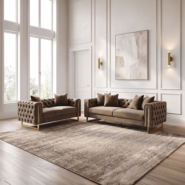 Avara Sofa + Loveseat, Warm Mink Brown