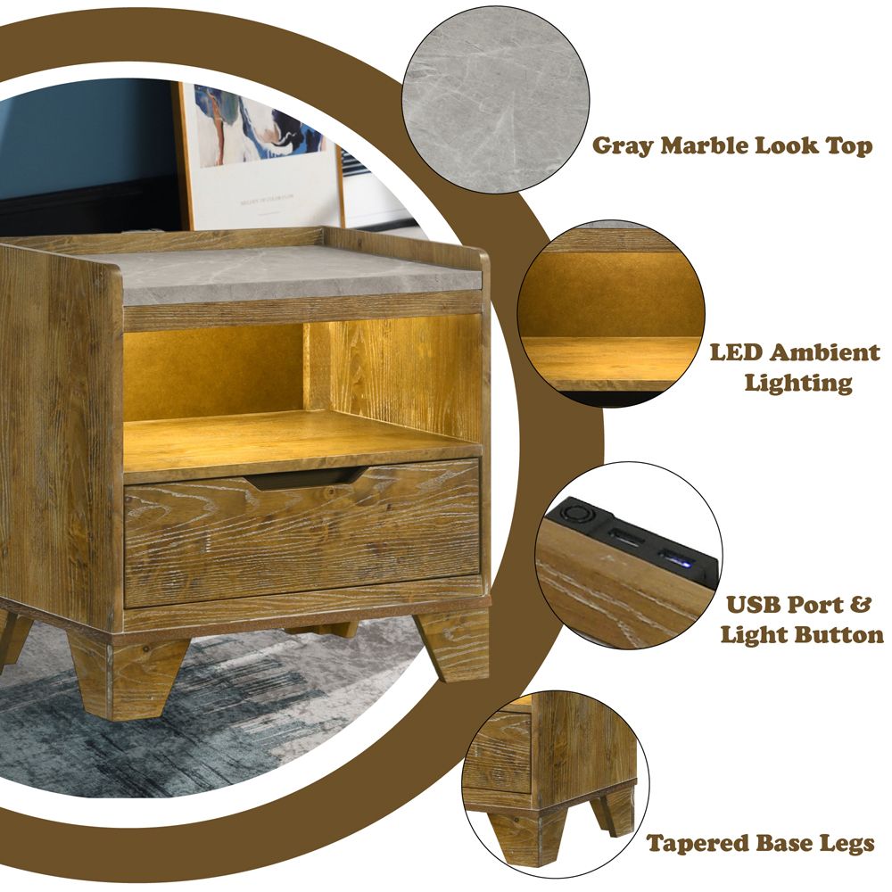 Garcia Nightstand with LED