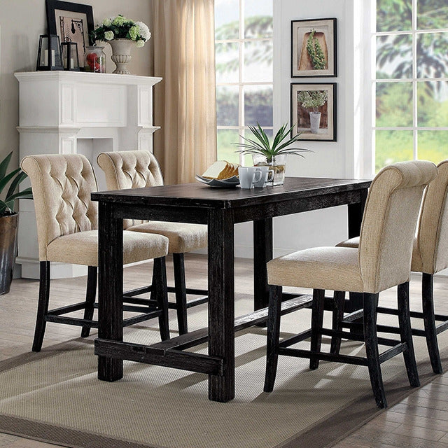 Sania 5 Pc Counter Ht Table Set, Antique Black