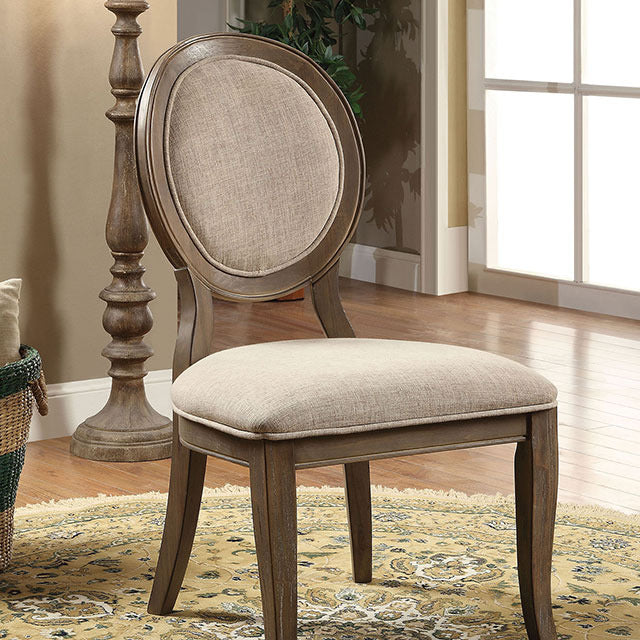 Kathryn Side Chair, Rustic Oak/Beige
