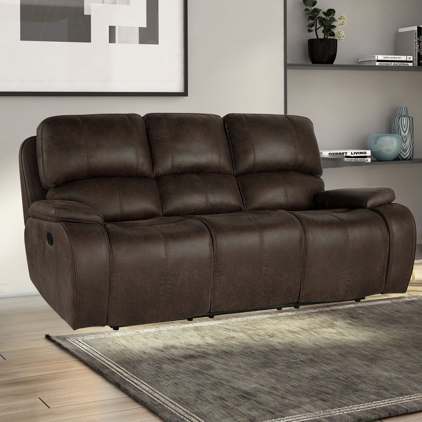 Brookings  Sofa W/dual Recliner-Brown