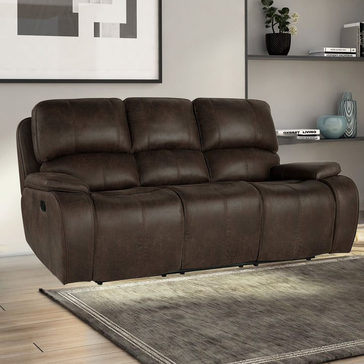 Brookings  Sofa W/dual Recliner-Brown