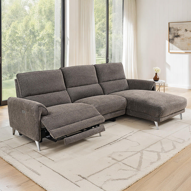 Brande Power Sectional, Right Chaise, Brown - view 5