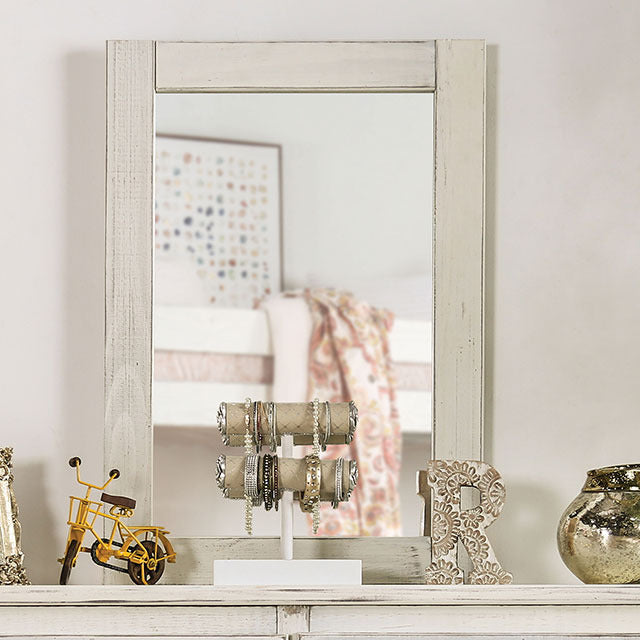 Rockwall Mirror, Wire-Brushed White