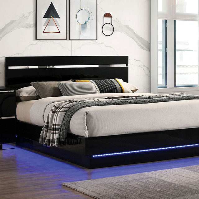Erlach 4 Pc Queen Bedroom Set, Black/Chrome