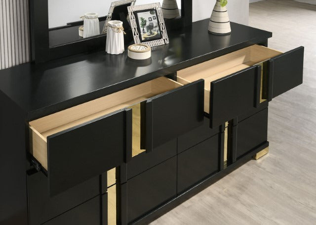 Lillestrom 5 Pc Queen Bedroom Set, Black/Gold - view 7