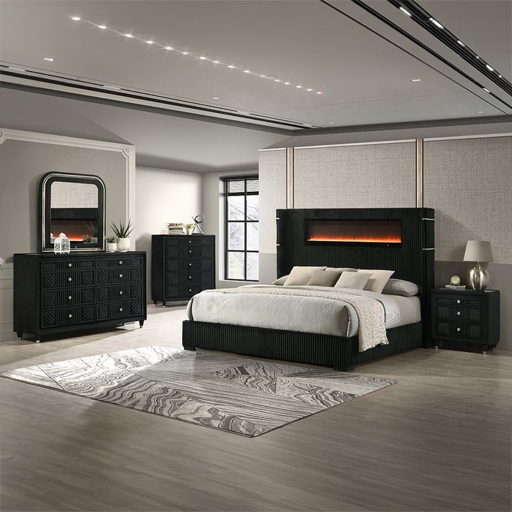 Garner EK Bed w/Fireplace, LED, Reading Light, Speaker, Bluetooth &amp; USB – view 2