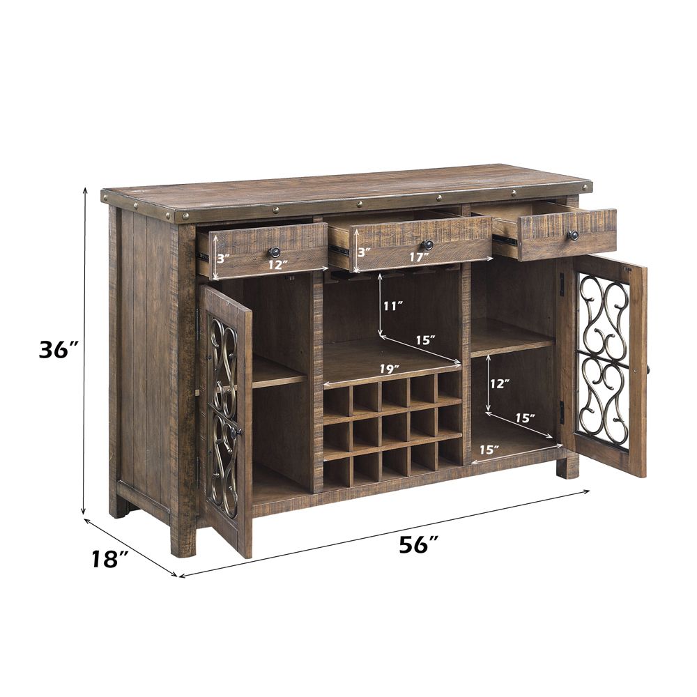 Raphaela Server with Cup Holder & Wine Rack