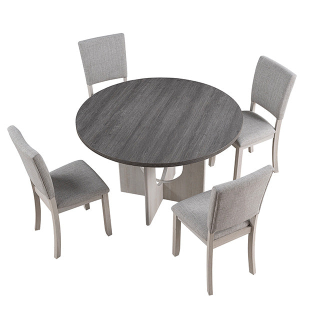 Oberto 5 Pc Round Dining Table Set, Gray