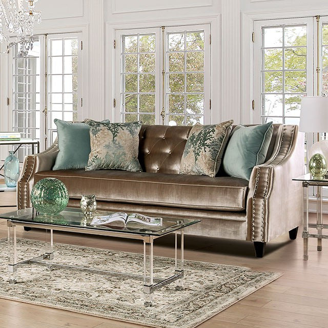 Elicia Sofa, Champagne/Turquoise