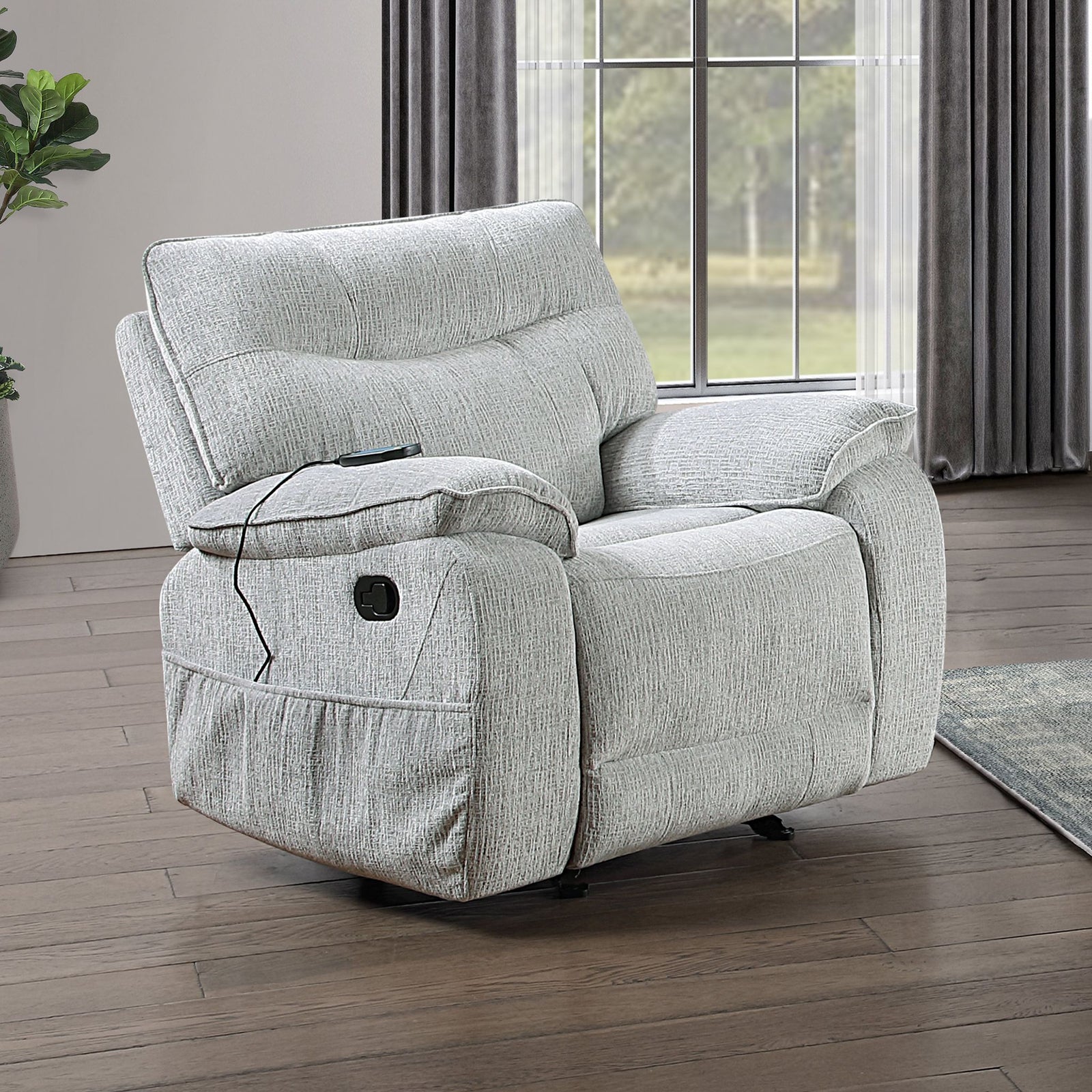 Chablis Glider Recliner W/heat & Massage-Mist Gray