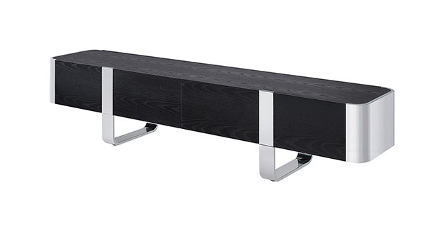 Leknes Tv Stand Black W/ Silver Frame