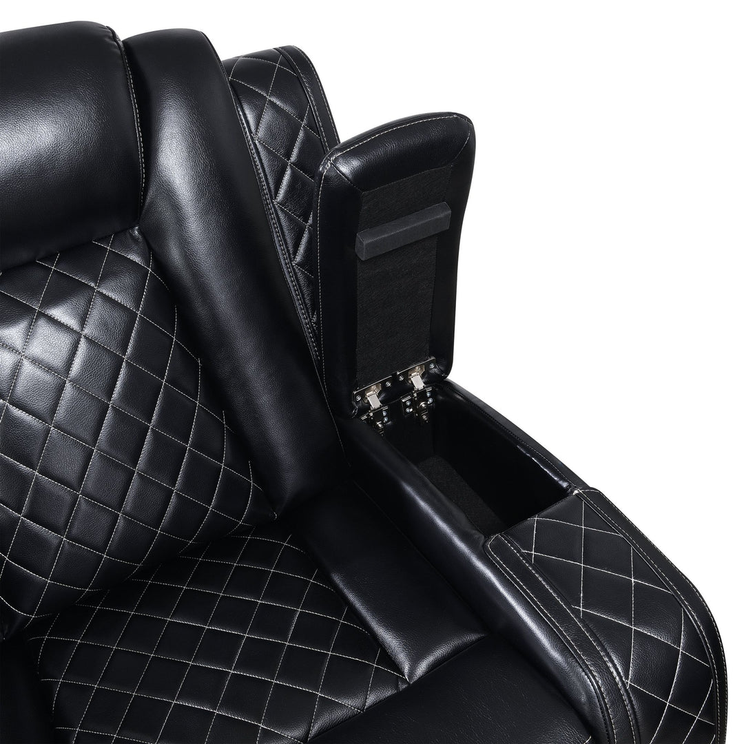 Orion Ii Console Loveseat W/ Dual Recliners-Black