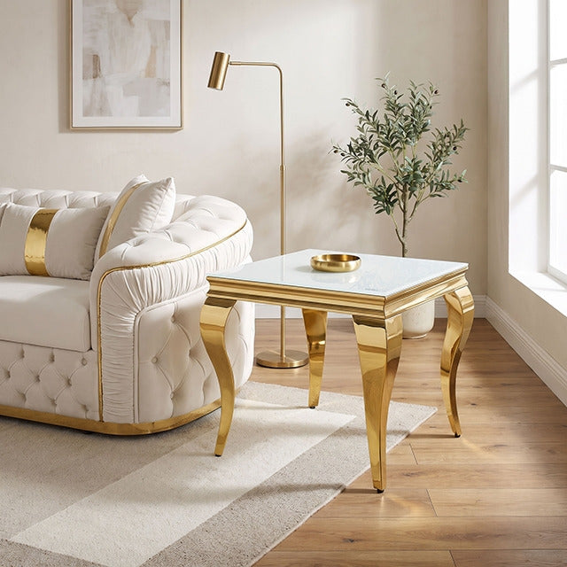 Wetzikon End Table, Gold/White - view 3