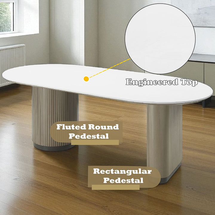 Clayten Dining Table w/Engineered Top – features callout