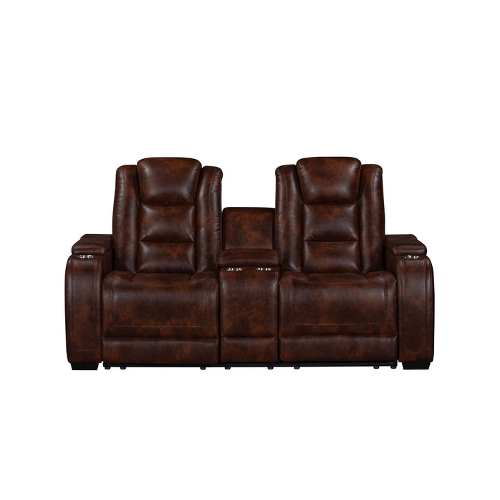 Chester Reclining Console Loveseat W/pwr Hr &amp; Fr-Brown