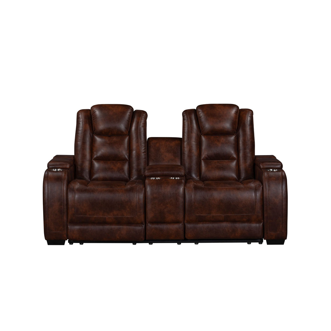 Chester Reclining Console Loveseat W/pwr Hr & Fr-Brown
