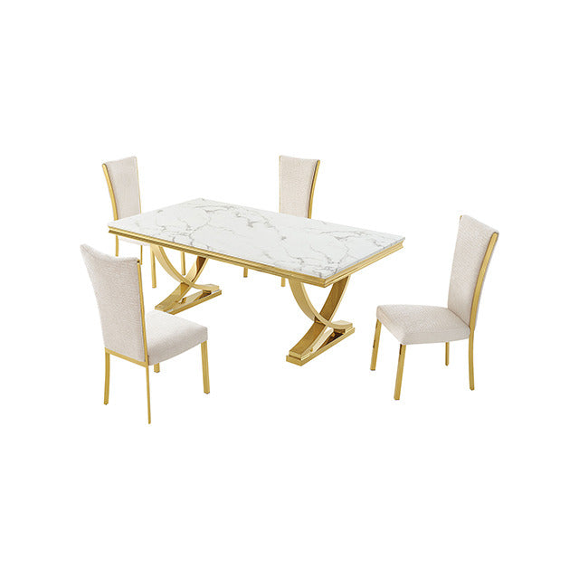 Wadenstil Dining Table, Gold/White - view 2