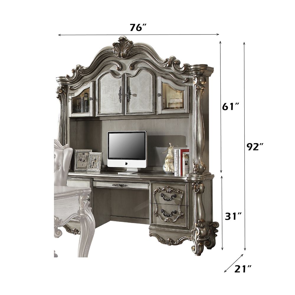 Versailles Executive Computer Desk W/Hutch – dimensions diagram